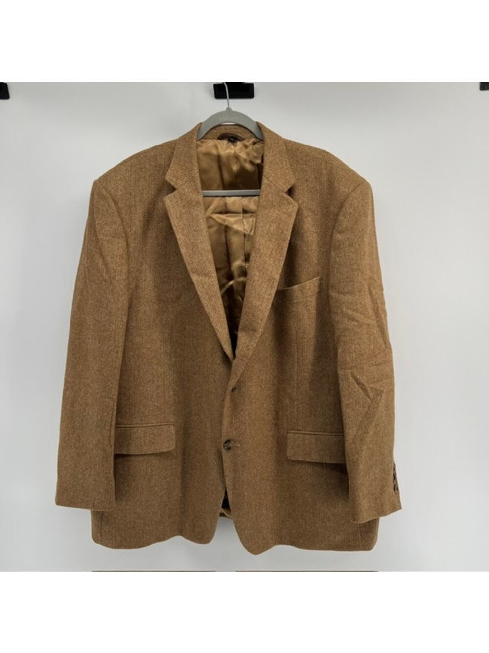 Haspel 100% Camel Hair Herringbone Sport Coat Mens 48R Tan Business Old Money